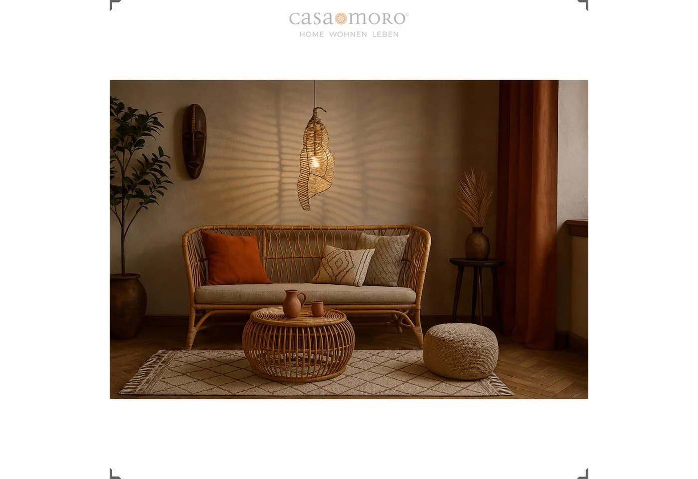 Casa Moro Pendelleuchte Rattan Lampe Natur - Bild 5