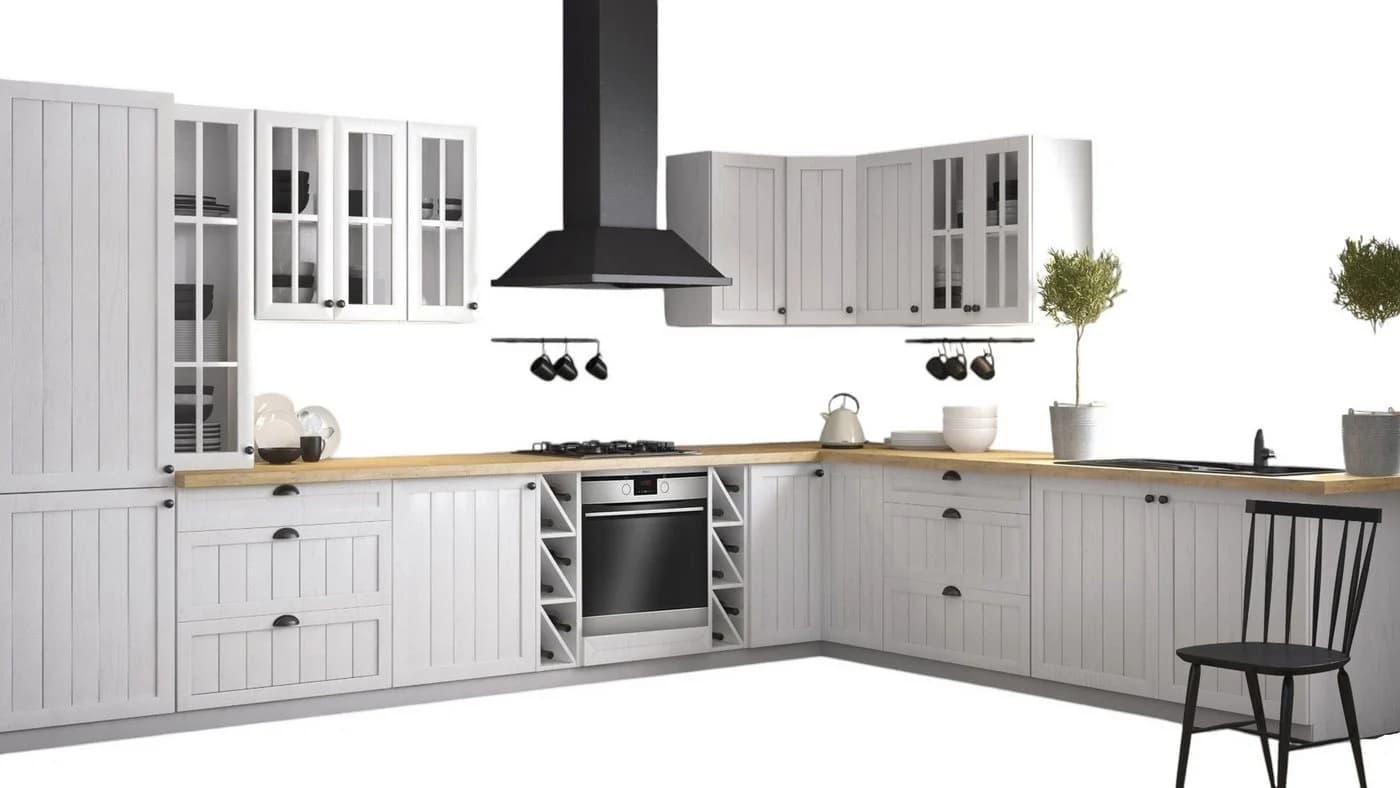 ROYAL24_MARKT Winkelküche K5-G390 Provence Weiß Komplettset