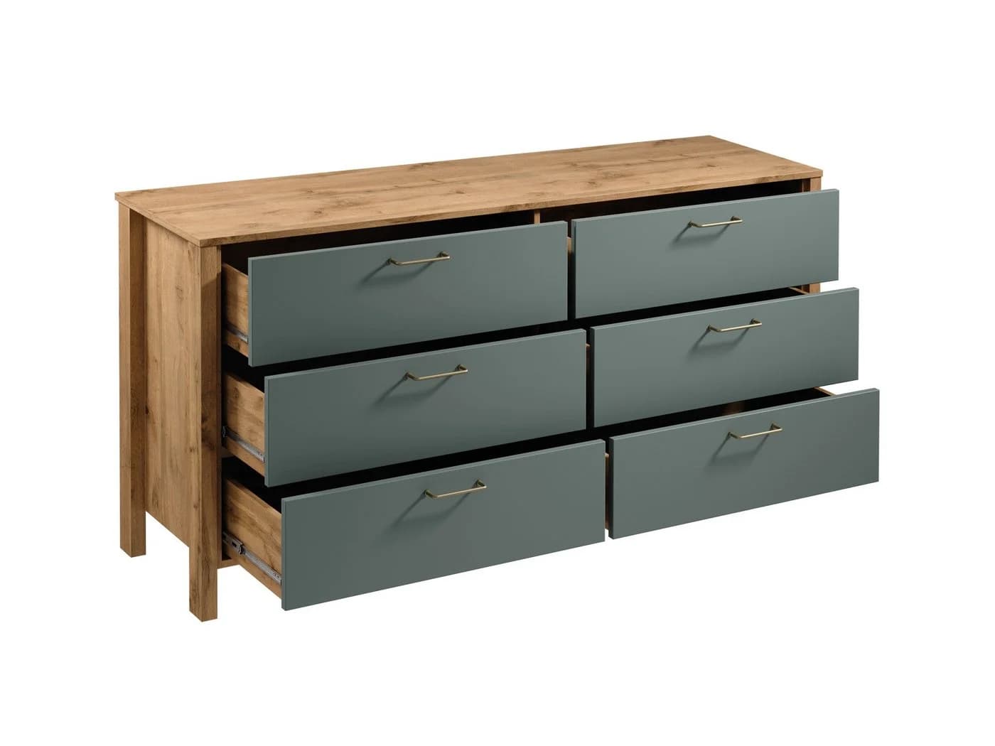 ROYAL24_MARKT Kommode 6 Schubladen Grün Modern
