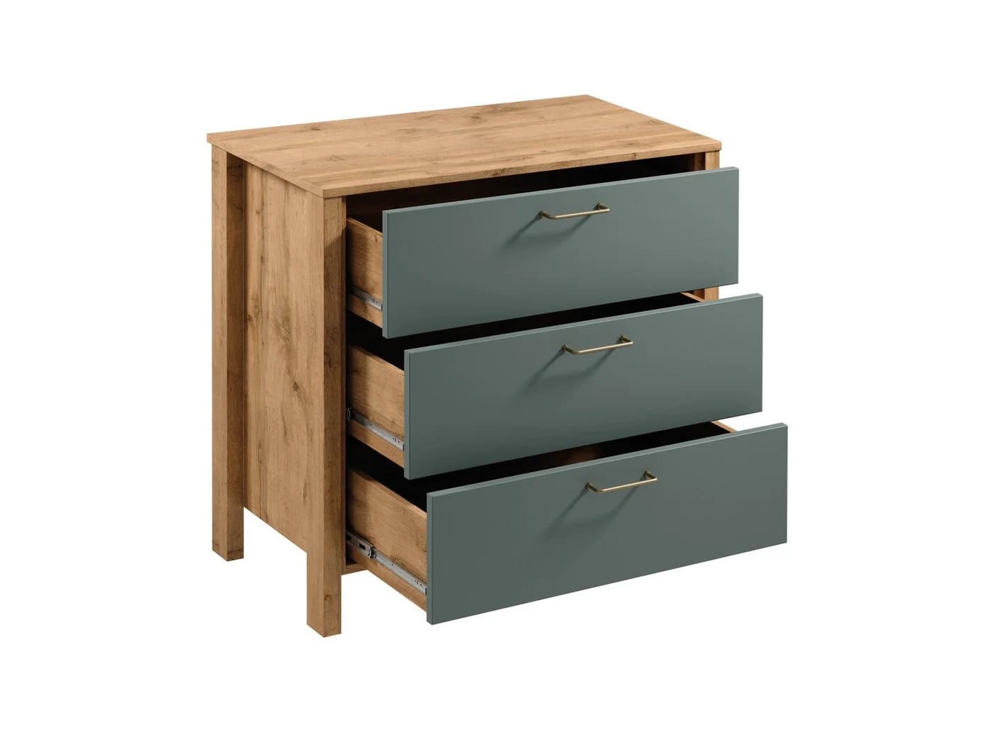 ROYAL24_MARKT Kommode Grün Modern 3 Schubladen
