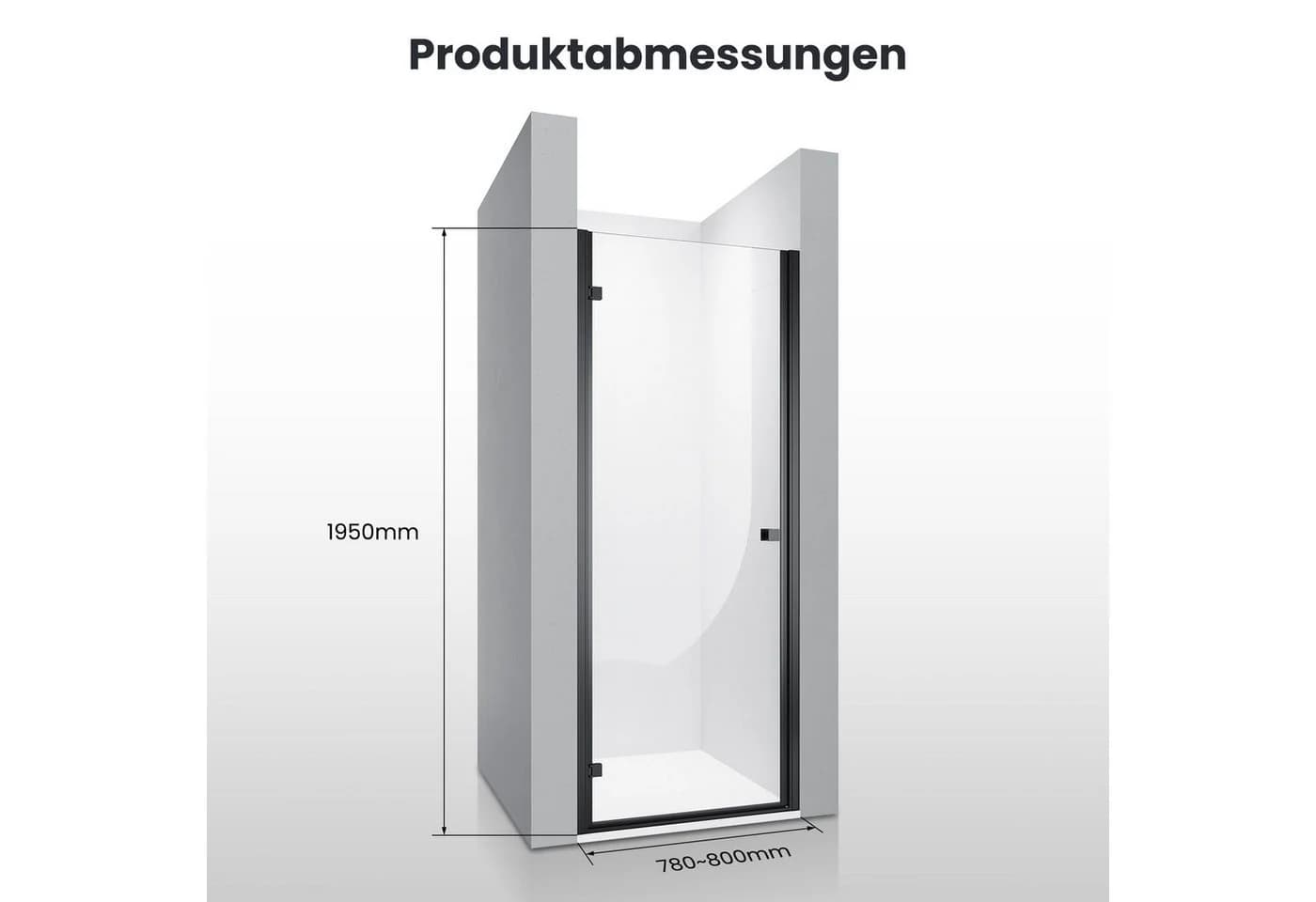 SONNI Dusch-Drehtür Unsichtbare Duschtür 80/90/100cm - Bild 4