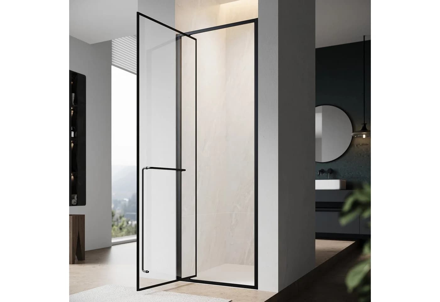 SONNI Dusch-Drehtür Unsichtbare Pivot-Duschtür 70/80/90/100cm Duschkabinen
