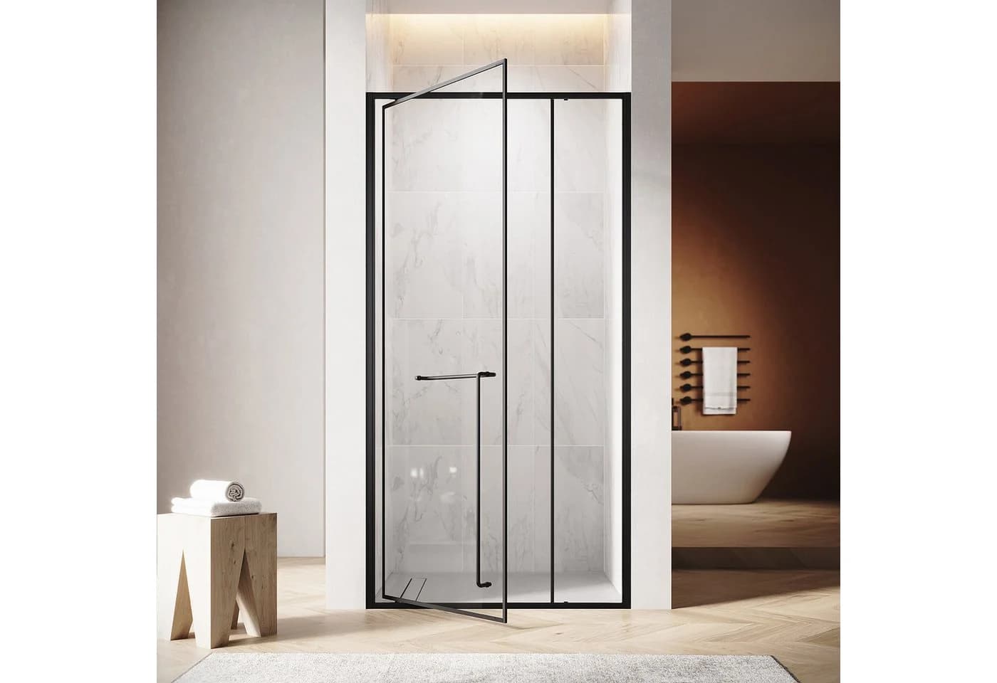 SONNI Dusch-Drehtür Unsichtbare Pivot-Duschtür 70/80/90/100cm Duschkabinen - Bild 2