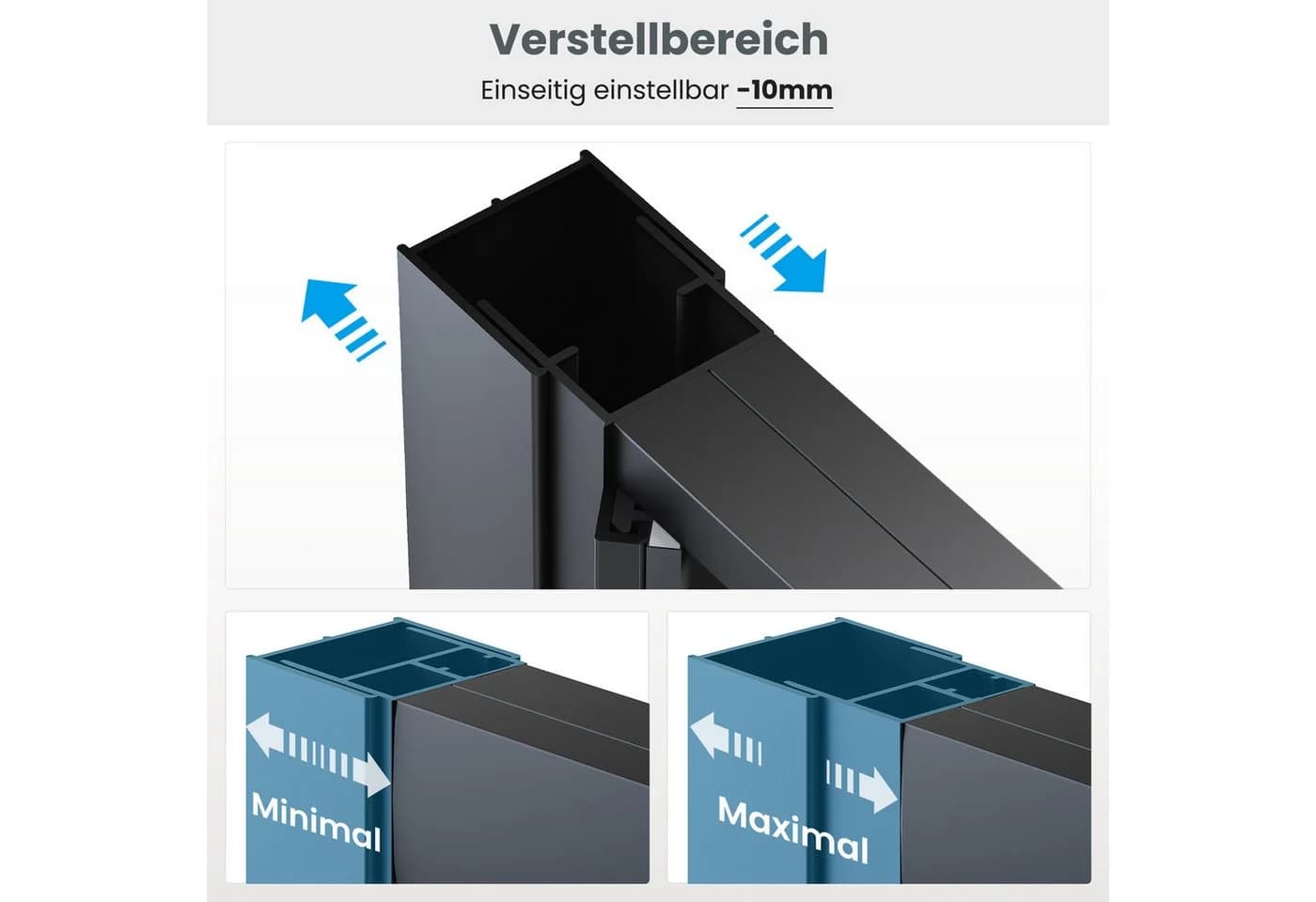 SONNI Dusch-Drehtür Unsichtbare Pivot-Duschtür 70/80/90/100cm Duschkabinen - Bild 4