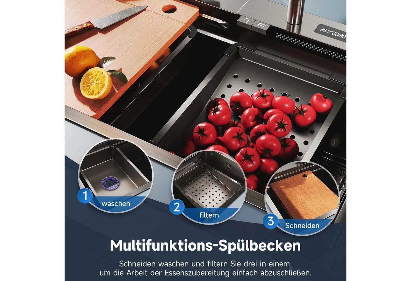 SONNI Küchenspüle Multifunktionale Küchenspüle mit Temperaturkontrolle - Bild 3