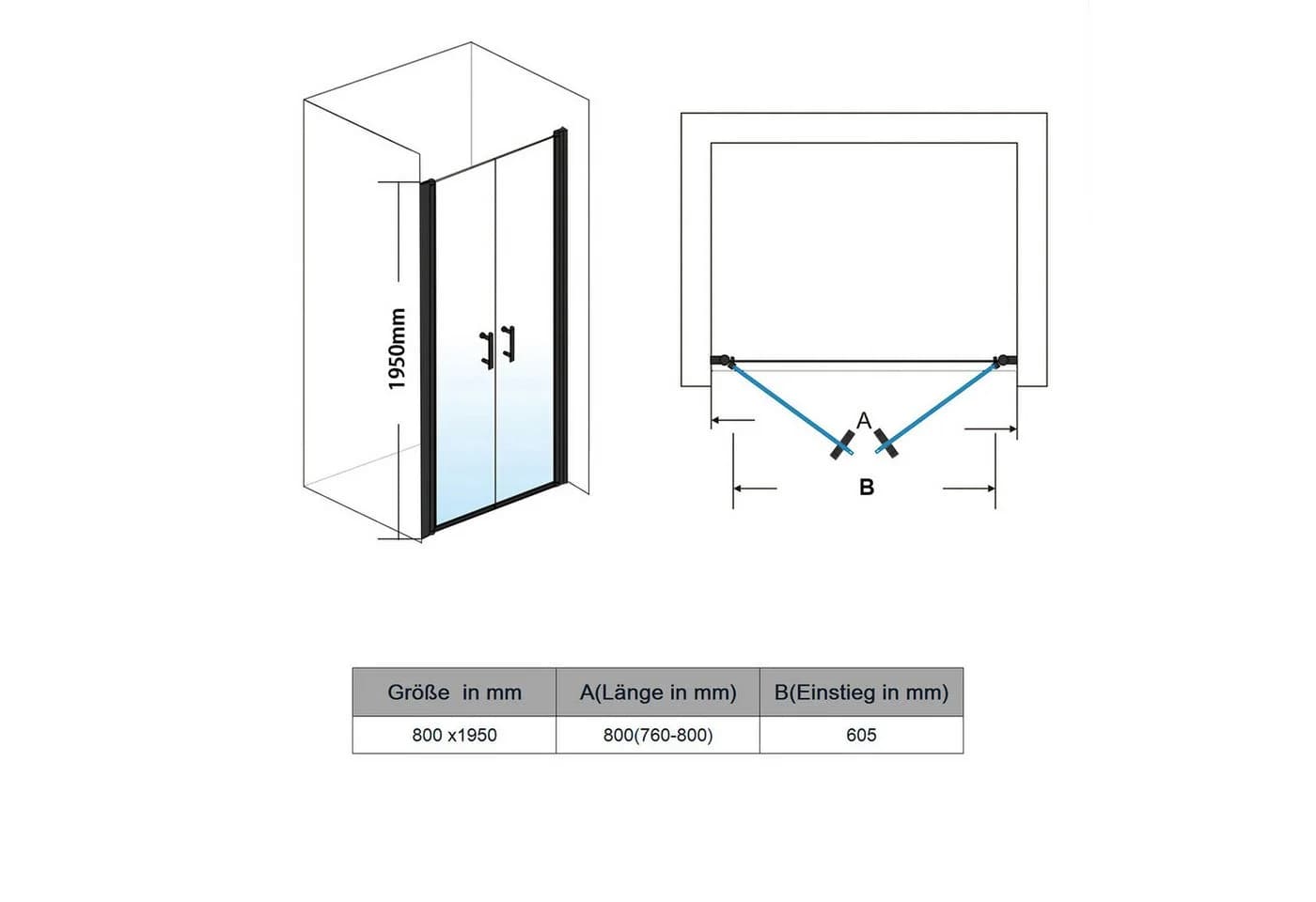 Dusch-Doppelschiebetür aus gehärtetem Glas und Aluminium - Bild 4