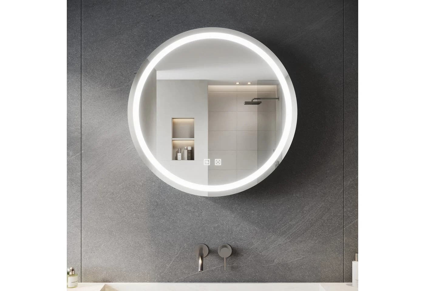 SONNI Badezimmerspiegelschrank 60cm Rund Dreifarbig Beleuchtet - Bild 2