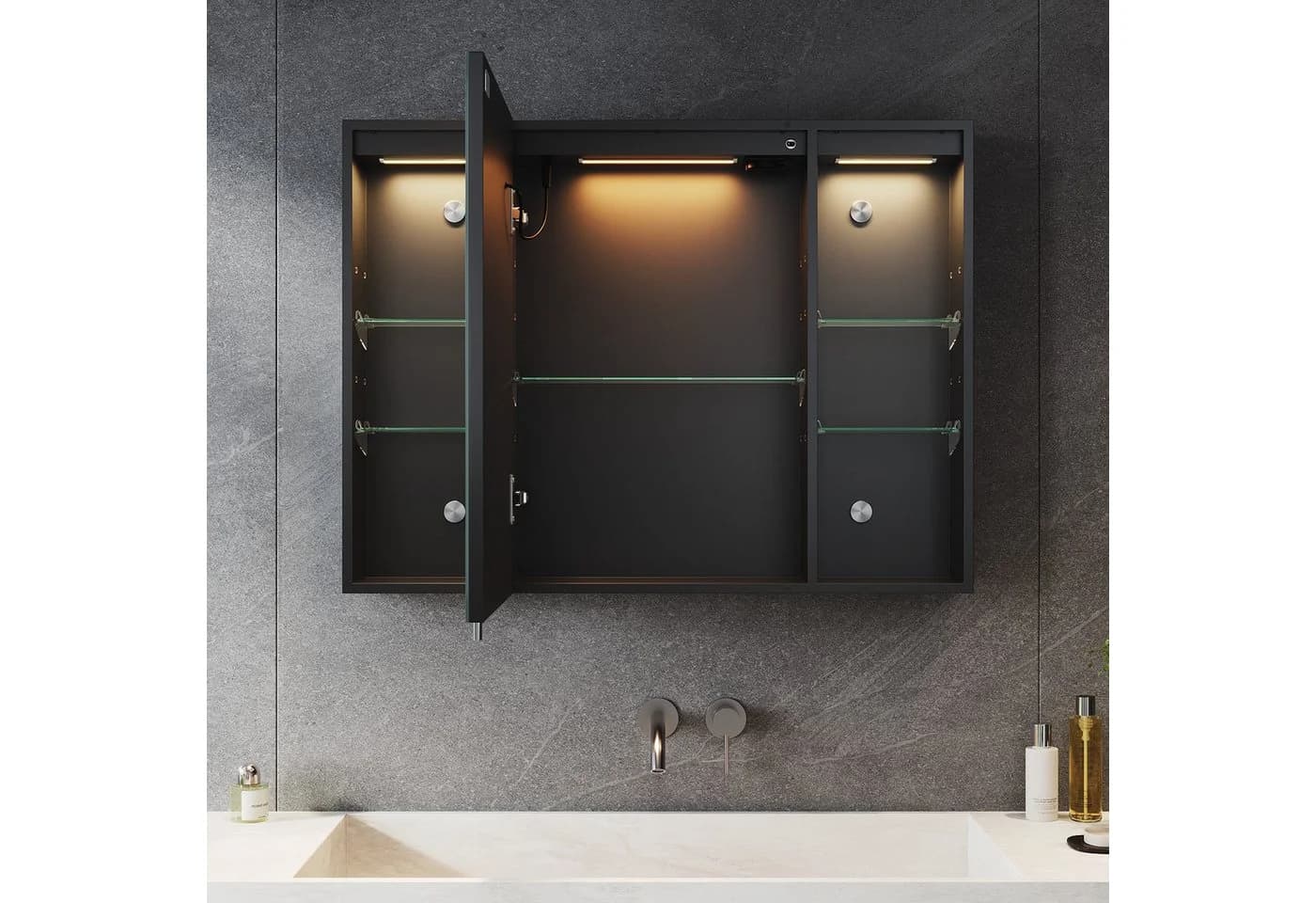 SONNI Badezimmerspiegelschrank mit dreifarbiger Beleuchtung - Bild 3