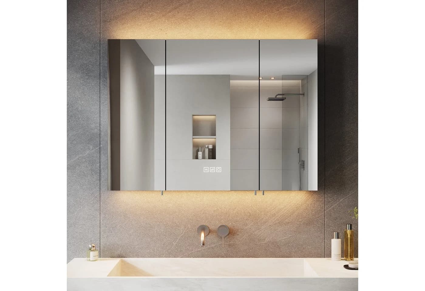 SONNI Badezimmerspiegelschrank mit Beleuchtung und Lagerung, Spiegelschrank - Bild 2