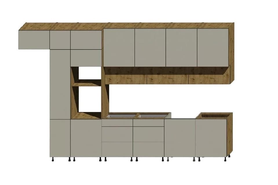 ROYAL24_MARKT Küchenzeile K18-G400 Langen 400 cm Beige/Grau MDF - Bild 3