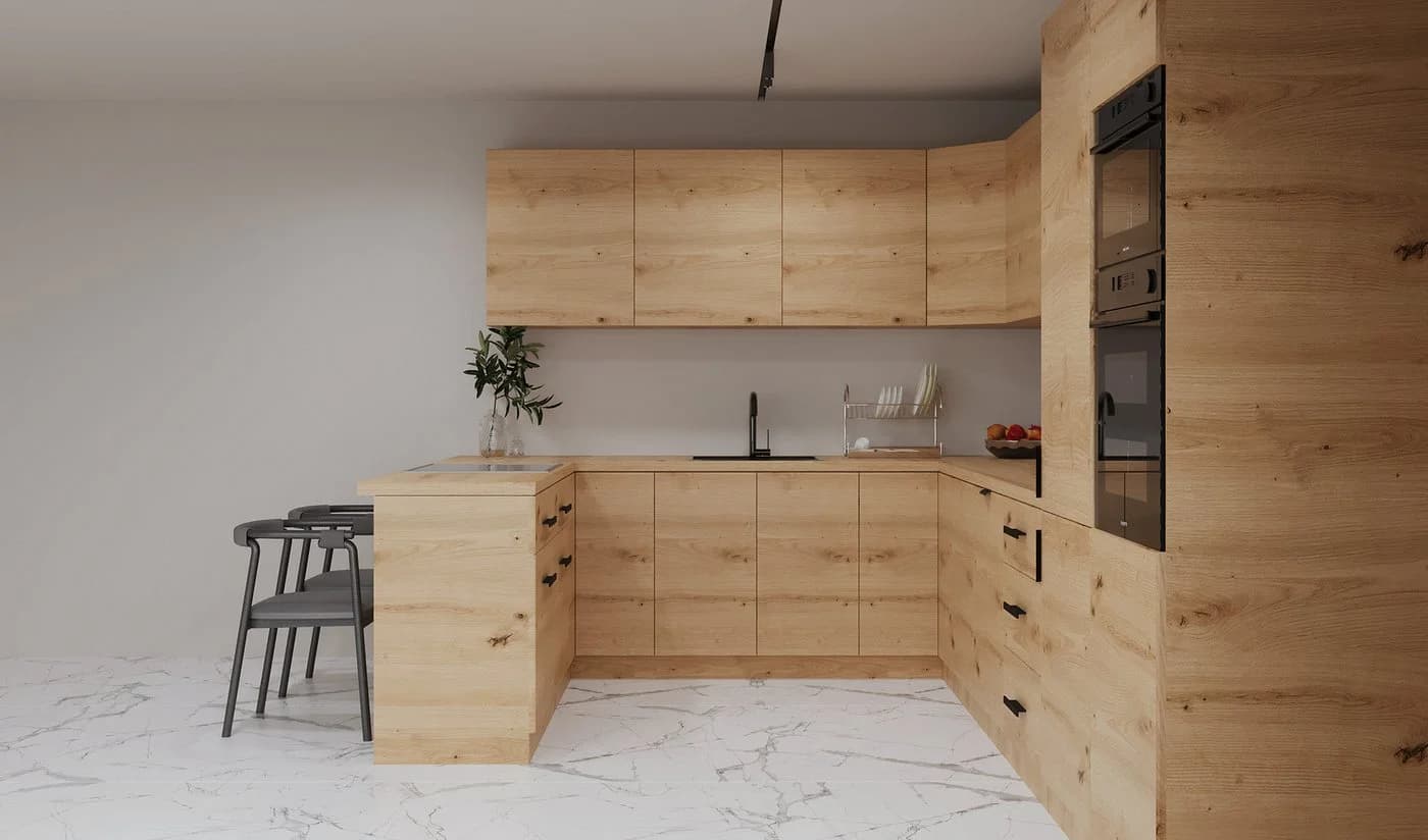 ROYAL24_MARKT Küchenzeile Nexa Komplett-Set Holzoptik Modern