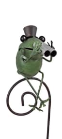Posiwio Frosch-Gartenstecker mit Zylinder & Schirm antik-grün Bild 3