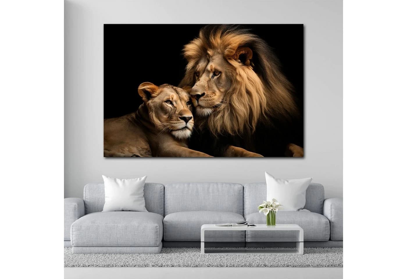 Artedinoi Leinwandbild Beautiful Lions Löwen Wandbild Kunstdruck XL