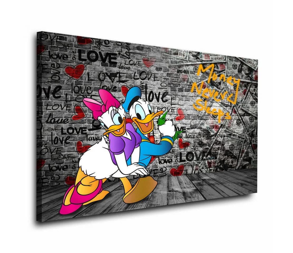 Artedinoi Leinwandbild Donald & Daisy Pop Art Wandbild Bunt - Bild 2