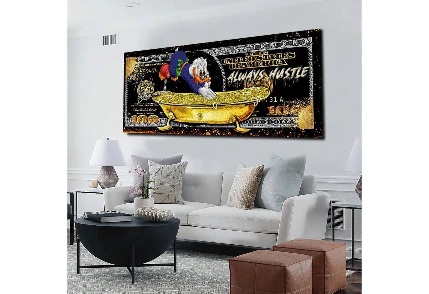 Artedinoi Leinwandbild Duck 100 Dollar Comic XL