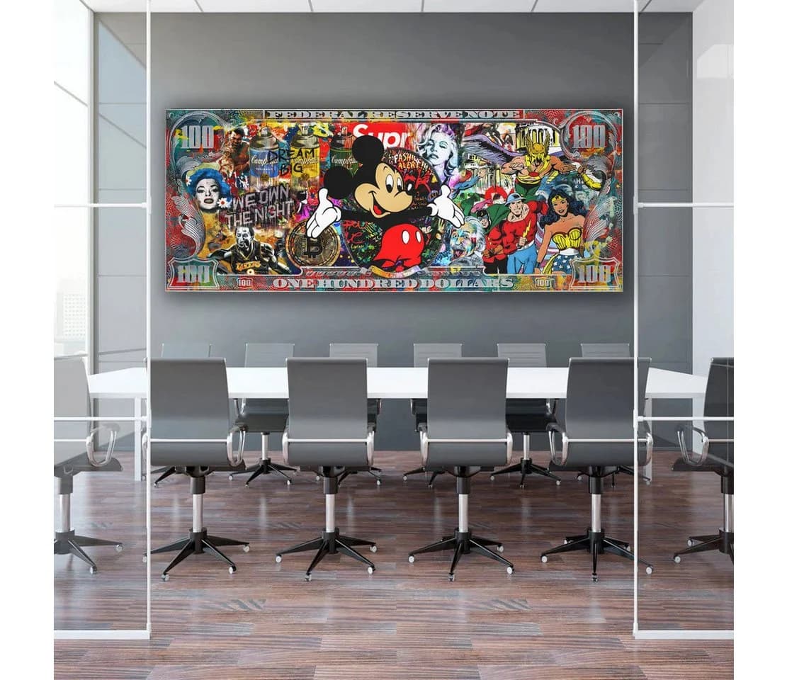 Artedinoi Leinwandbild Dollar Pop Art Maus XL Leinwandbild Wandbild Deko - Bild 3