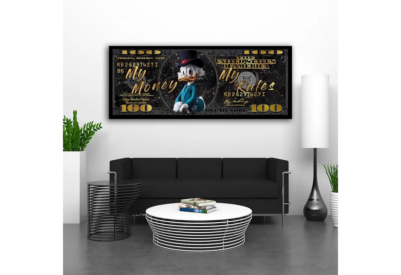 Artedinoi Leinwandbild Pop Art Duck 100 Dollar Schein Modern - Bild 3
