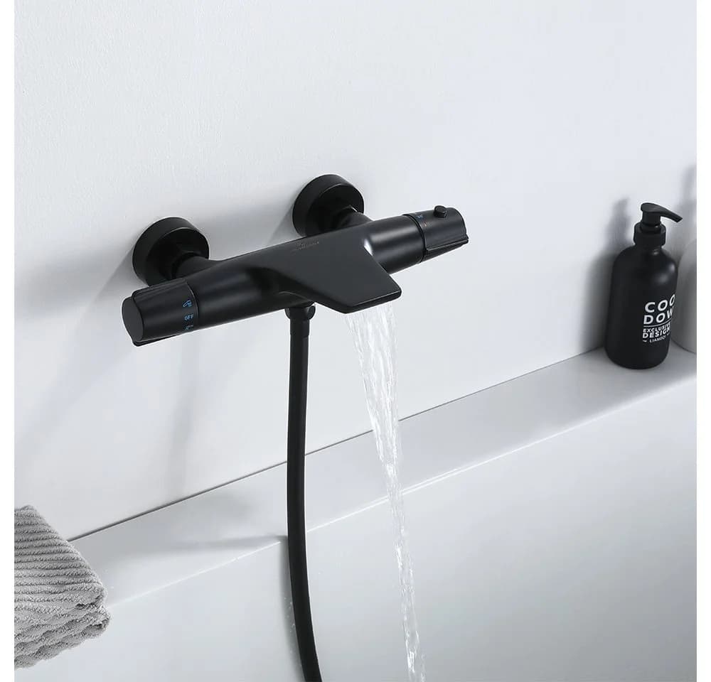 HOMELODY Brausethermostat Thermostat Duscharmatur 40°C mit Wasserfall-Auslauf Sicherheitssperre