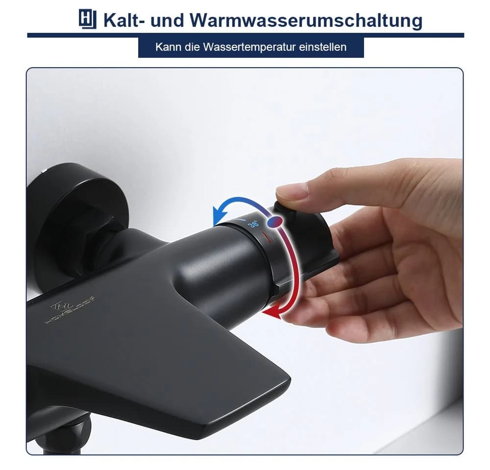 HOMELODY Brausethermostat Thermostat Duscharmatur 40°C mit Wasserfall-Auslauf Sicherheitssperre - Bild 3