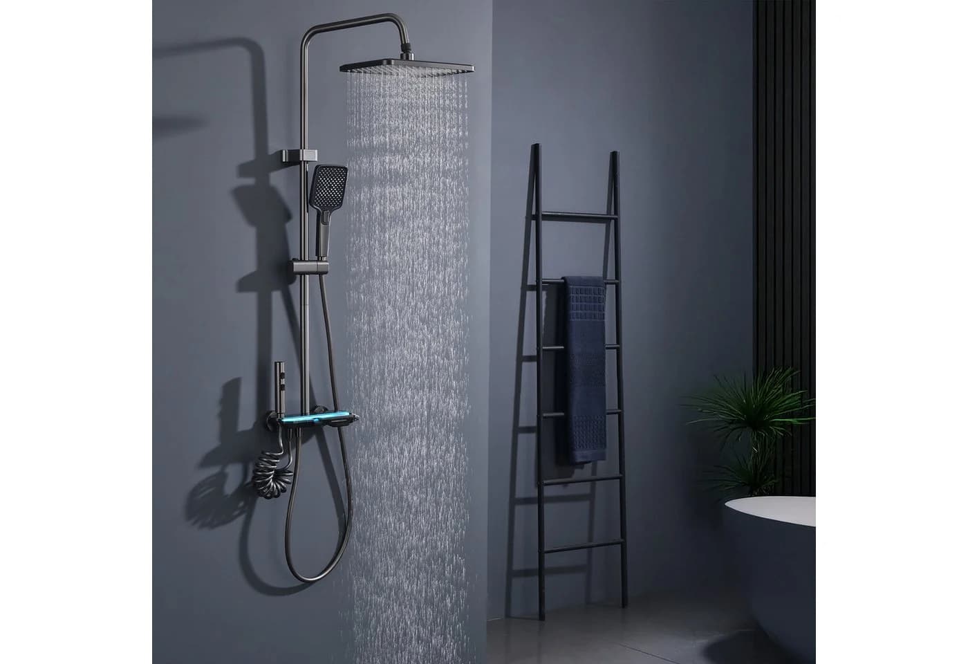 HOMELODY Duschsystem Massagedusche Regendusche 3 Strahlarten Graphitgrau - Bild 2