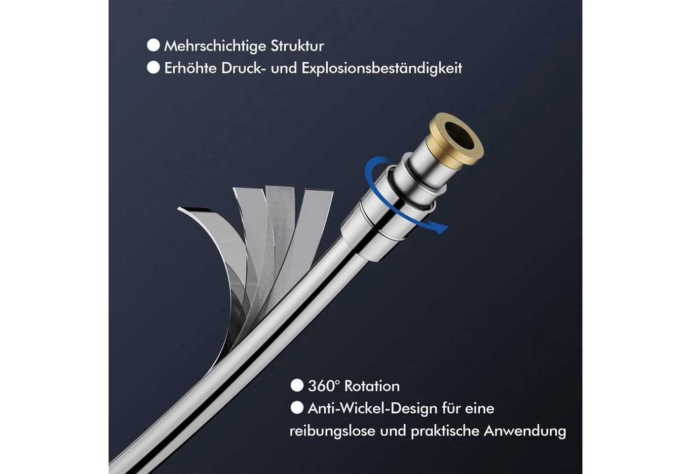 HOMELODY Duschsystem Regendusche Stangenbrause-Set 5 Modi, höhenverstellbar, 95 mm Wasserfallauslauf, verchromt - Bild 4