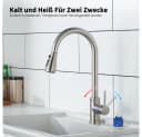 HOMELODY Küchenarmatur Hochdruck Wasserhahn 360° Ausziehbar Silber Bild 5