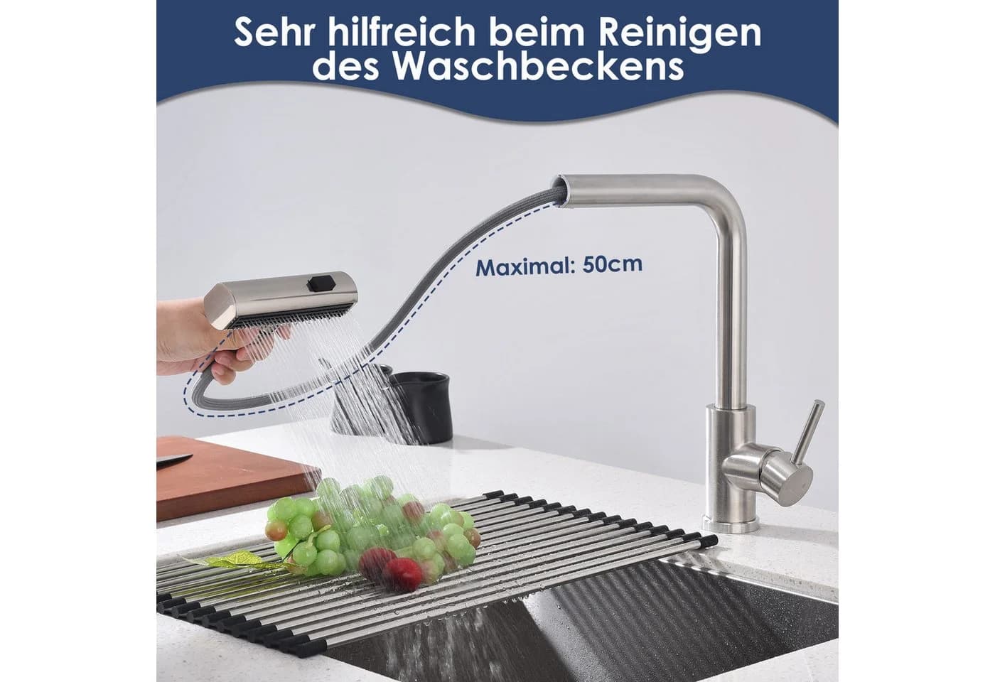 HOMELIVE Spültischarmatur Ausziehbar 360° Schwenkbar Drei Sprühfunktionen