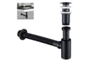 HOMELODY Ablaufgarnitur Siphon Pop-Up Ablaufgarnitur mit Überlauf Universal Röhrensiphon Set Waschtisch Bad Geruchsverschluss Stöpsel Abfluss Garnitur Schwarz Bild 1