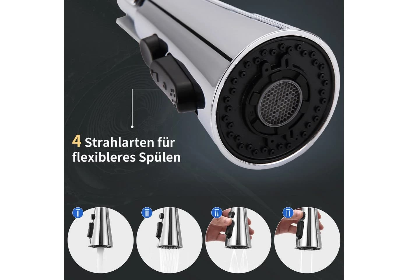 HOMELODY Küchenarmatur Ausziehbar 360° Schwenkbar Mischbatterie - Bild 4