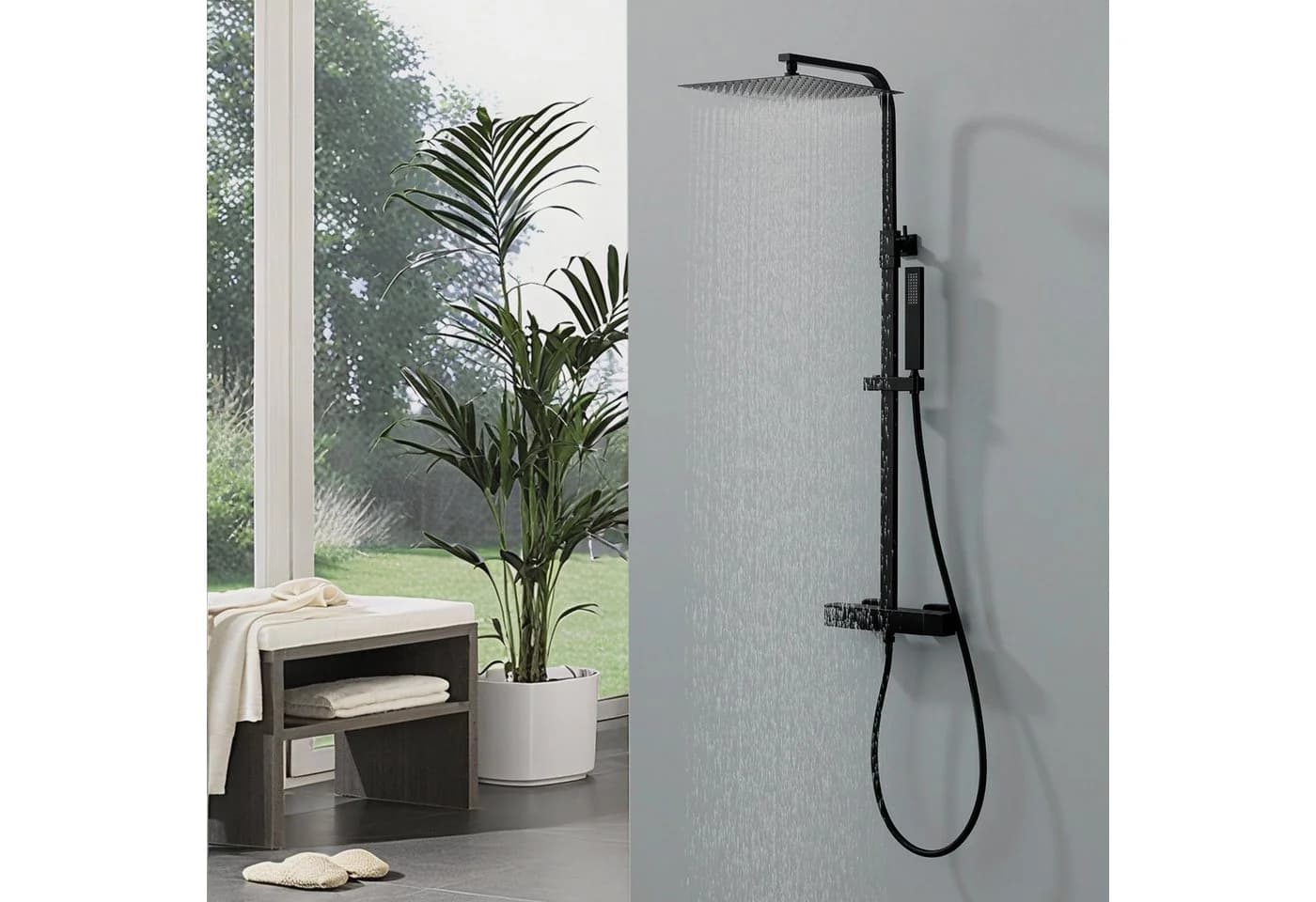 HOMELODY Duschsystem Schwarz Regendusche mit Thermostat - Bild 2
