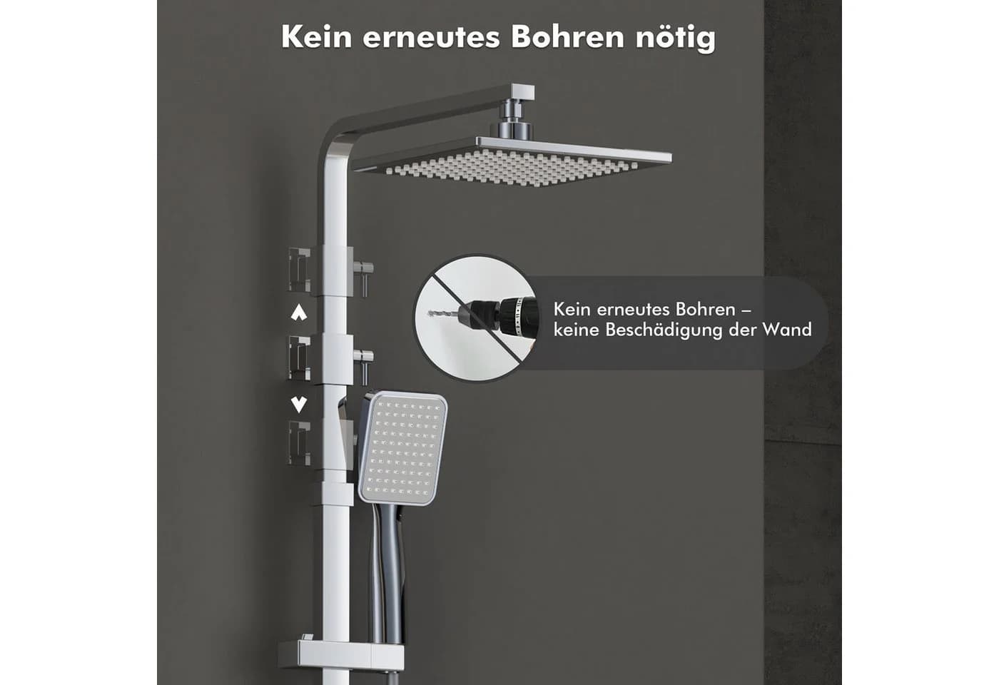 HOMELODY Duschsystem Chrom Regendusche Duschset ohne Armatur - Bild 3