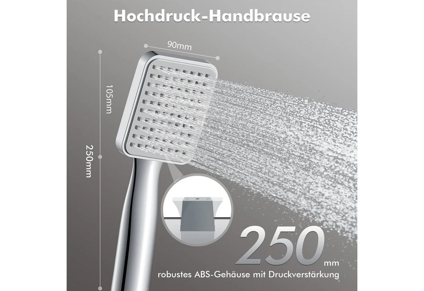 HOMELODY Duschsystem Chrom Regendusche Duschset ohne Armatur - Bild 5