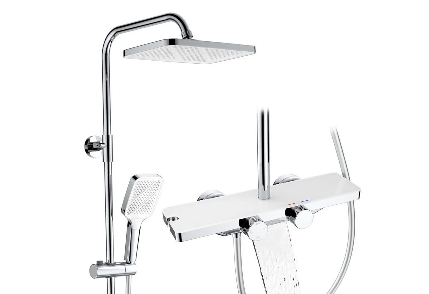 HOMELODY Duschsystem mit Thermostat und Glasablage in Chrom - Bild 2
