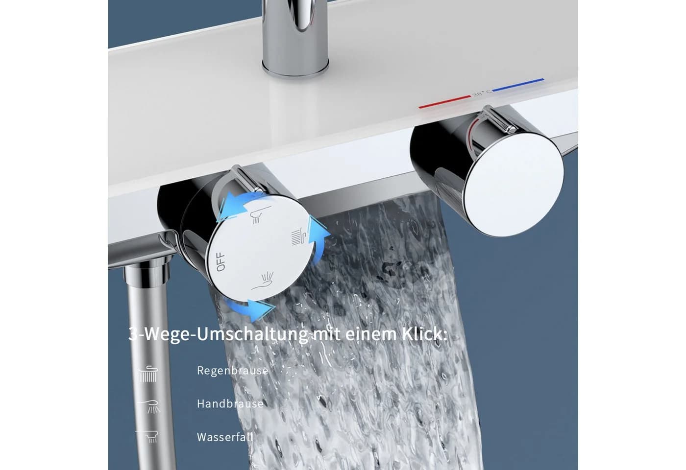 HOMELODY Duschsystem mit Thermostat und Glasablage in Chrom - Bild 4