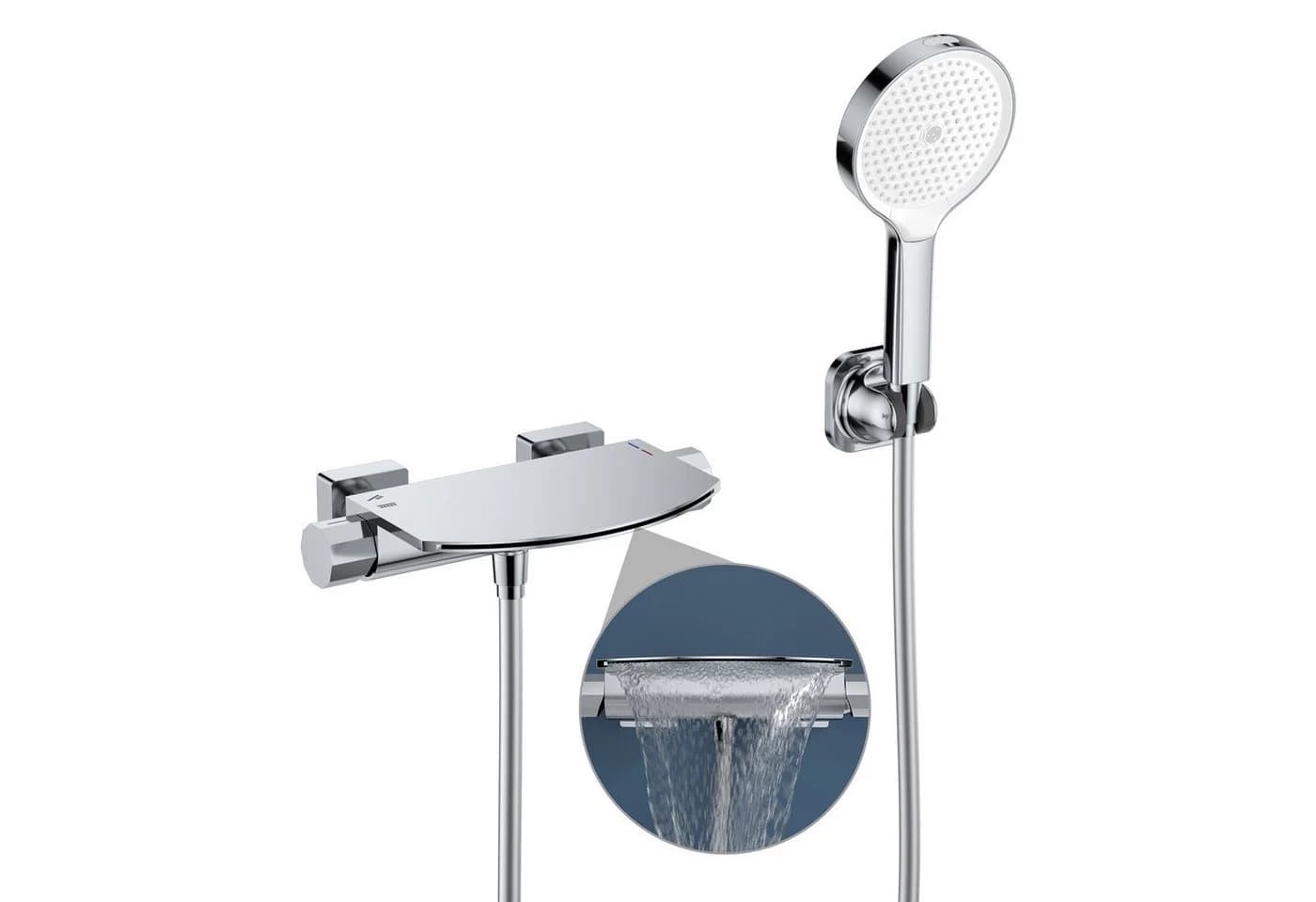 HOMELODY Badewannenarmatur verchromt Wasserfall Messing 2 Strahlarten - Bild 2