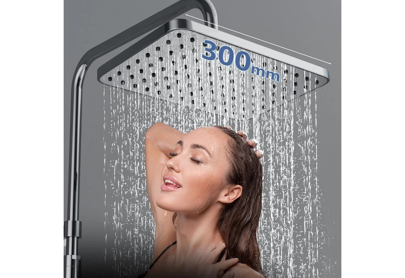 HOMELODY Duschsystem ohne Armatur mit Klavierschaltern, 2 Strahlarten, Regendusche