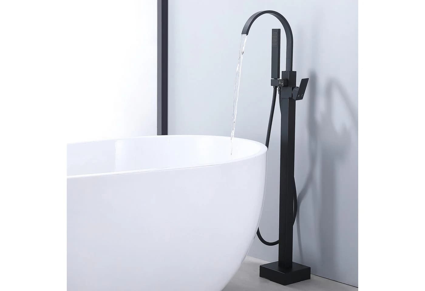 HOMELODY Wannenarmatur Schwarz freistehende Wannenarmatur Messing - Bild 2