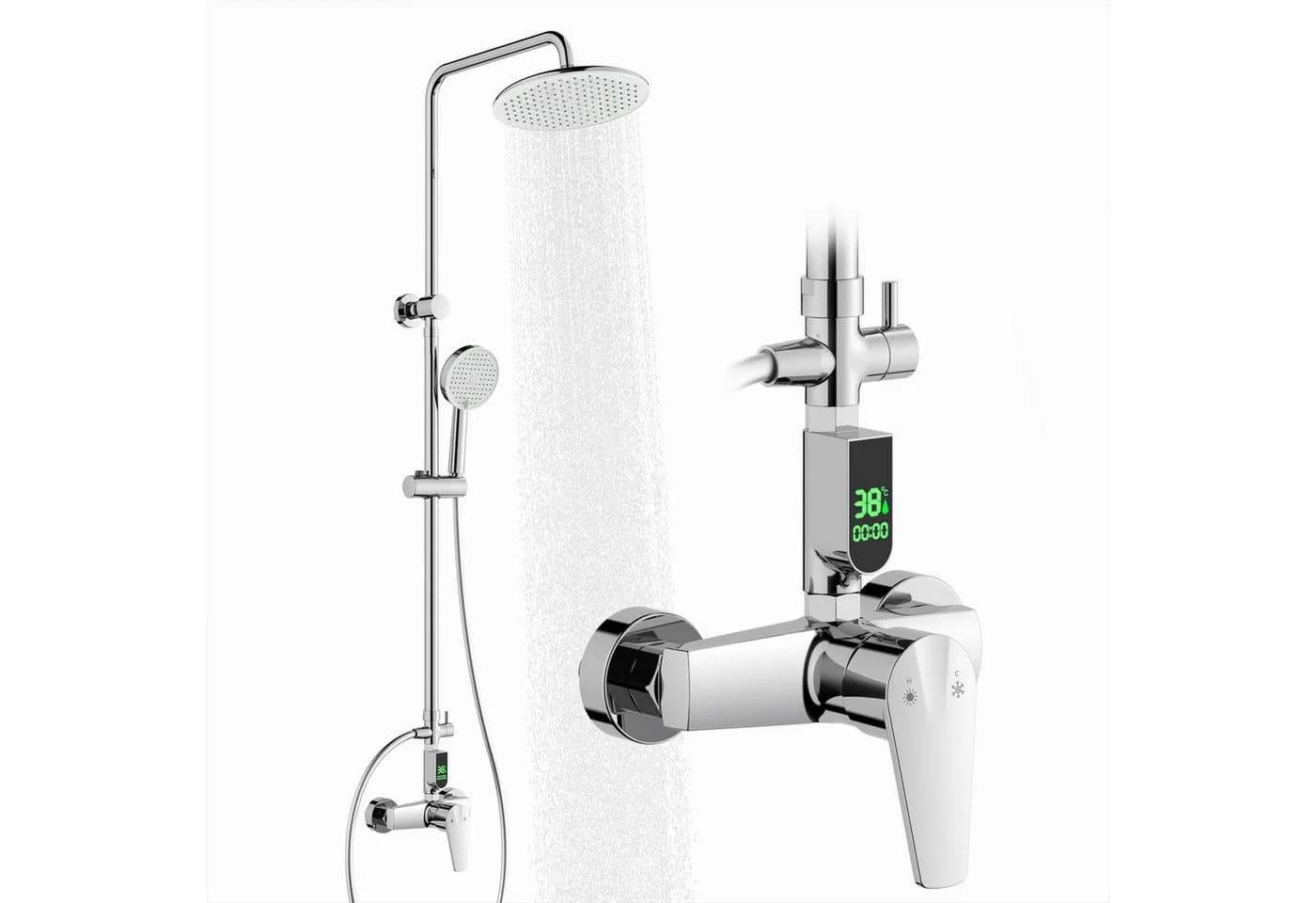 HOMELODY Duschsystem mit LED-Display 10-Zoll Regendusche Chrom - Bild 2