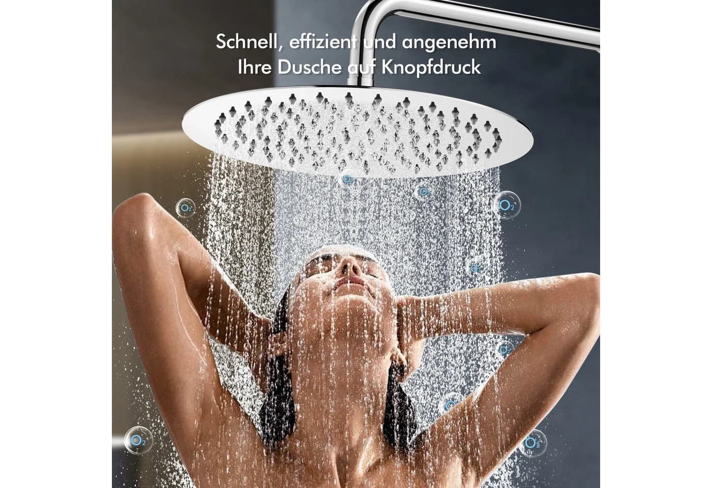 HOMELODY Duschsystem mit Thermostat, Ablage und Handbrause, 12" Regendusche, Chrom - Bild 4