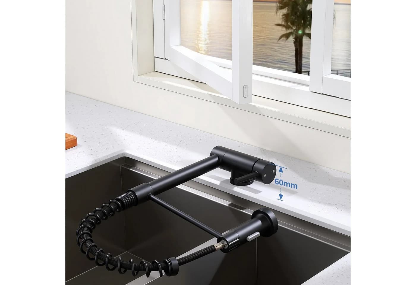 HOMELODY Küchenarmatur Vorfenster Wasserhahn 360° Drehbar Edelstahl - Bild 4