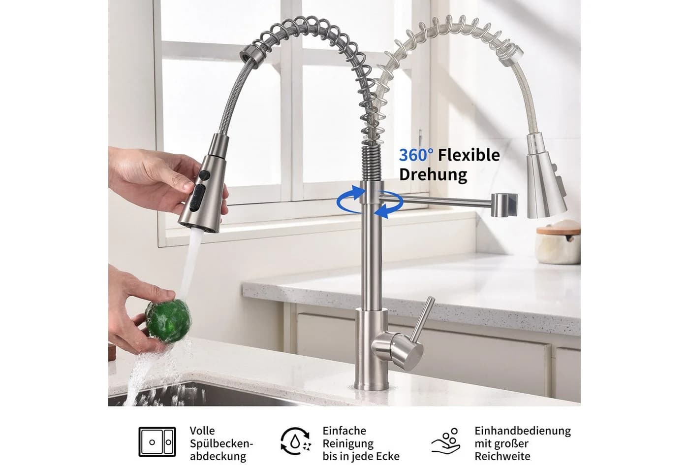 HOMELODY Küchenarmatur 360° Schwenkbar 4-Strahlarten - Bild 3