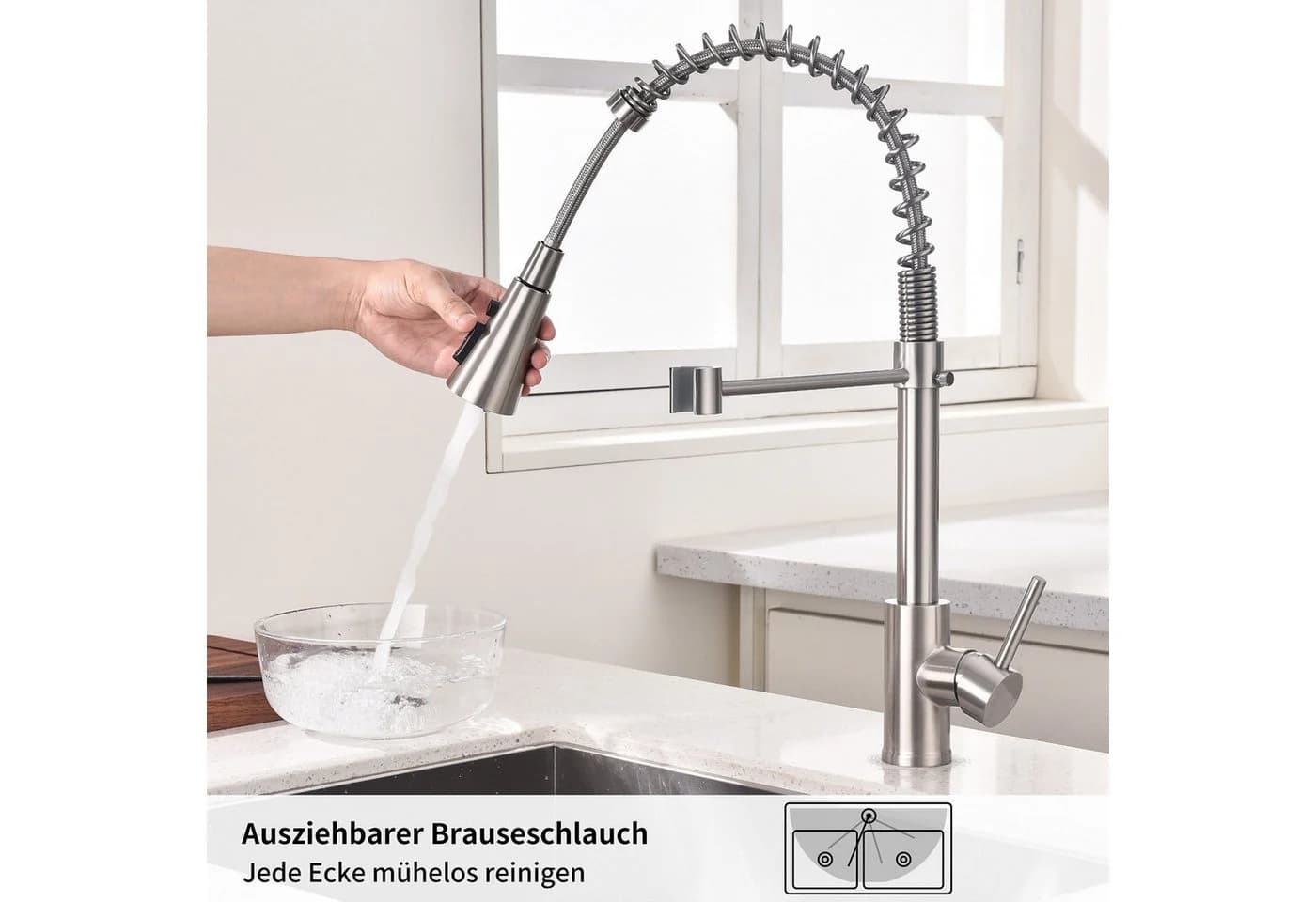 HOMELODY Küchenarmatur 360° Schwenkbar 4-Strahlarten - Bild 4
