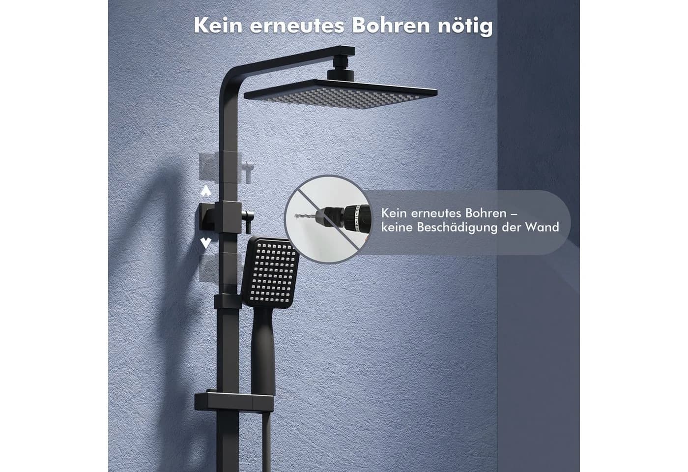 HOMELODY Duschsystem Regendusche Duschset ohne Armatur Messing - Bild 3