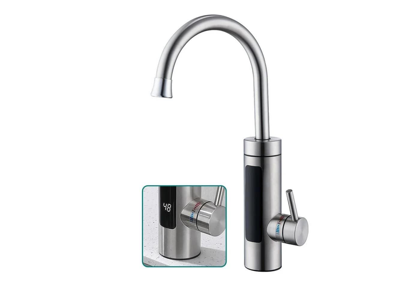 HOMELODY Küchenarmatur Elektrischer Wasserhahn mit Digitalanzeige und Durchlauferhitzer