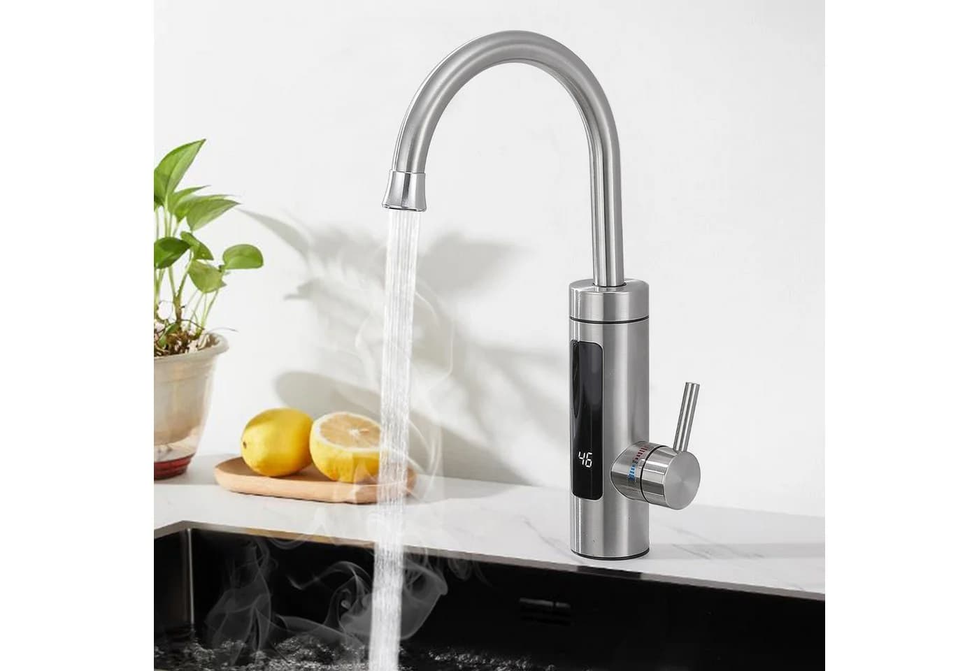 HOMELODY Küchenarmatur Elektrischer Wasserhahn mit Digitalanzeige und Durchlauferhitzer - Bild 2
