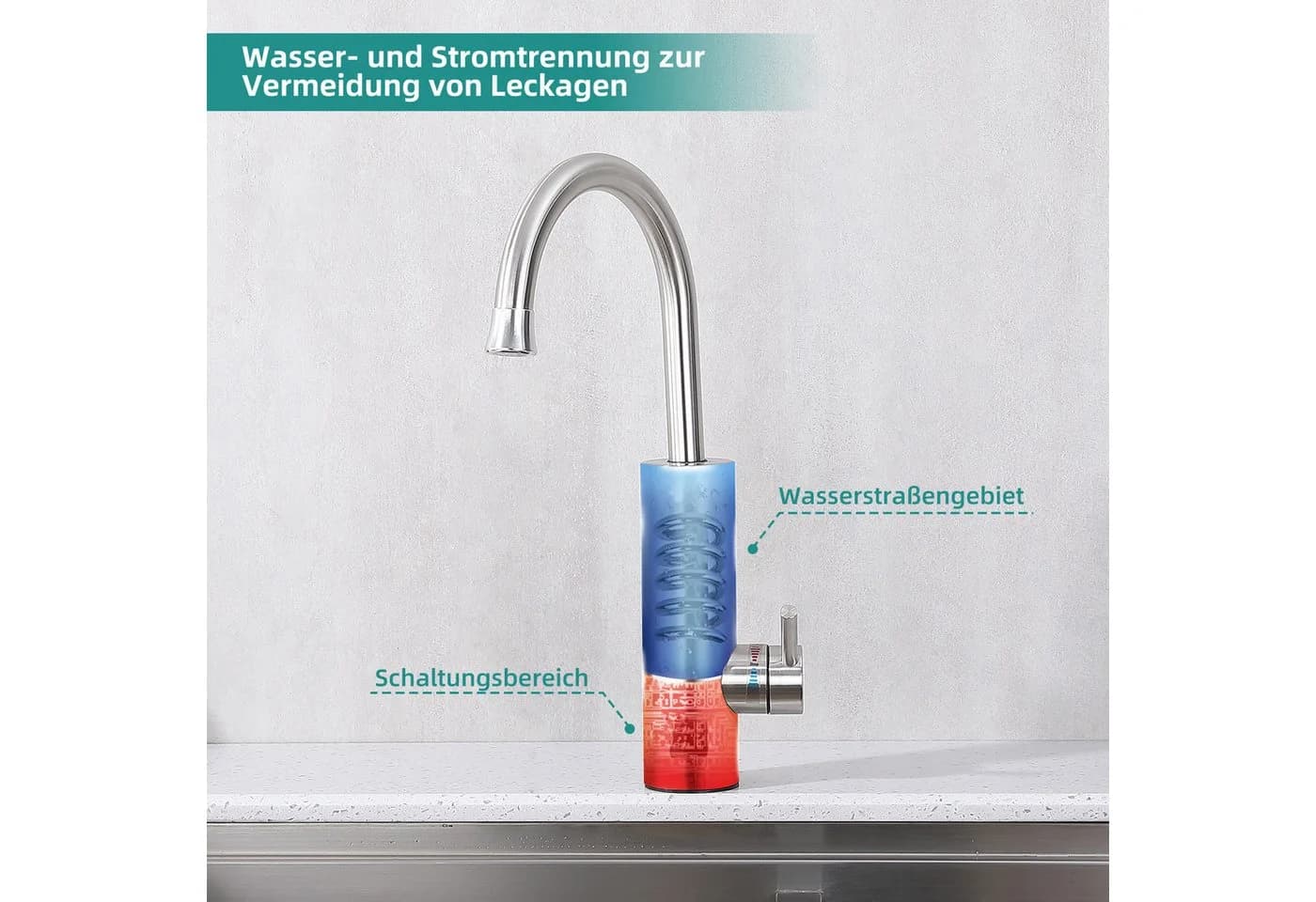 HOMELODY Küchenarmatur Elektrischer Wasserhahn mit Digitalanzeige und Durchlauferhitzer - Bild 4