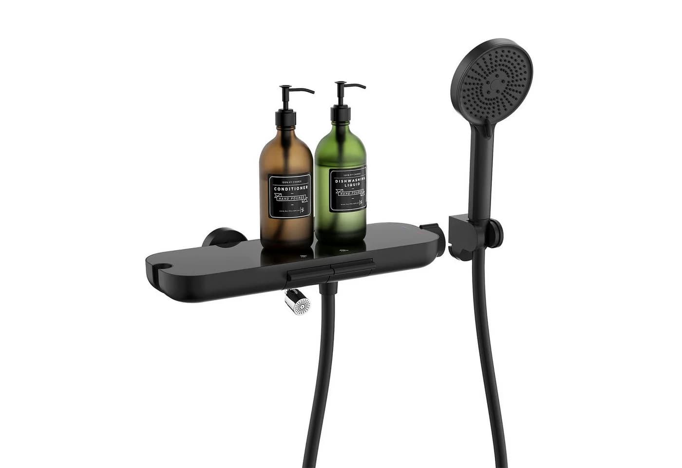 HOMELODY Brausegarnitur Badewannenarmatur mit Ablage 370 mm und 3-Funktions-Handbrause - Bild 2