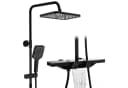 HOMELODY Duschsystem mit Thermostat und Glasablage in Schwarz, 3 Strahlarten, 12 Zoll Regendusche Bild 2