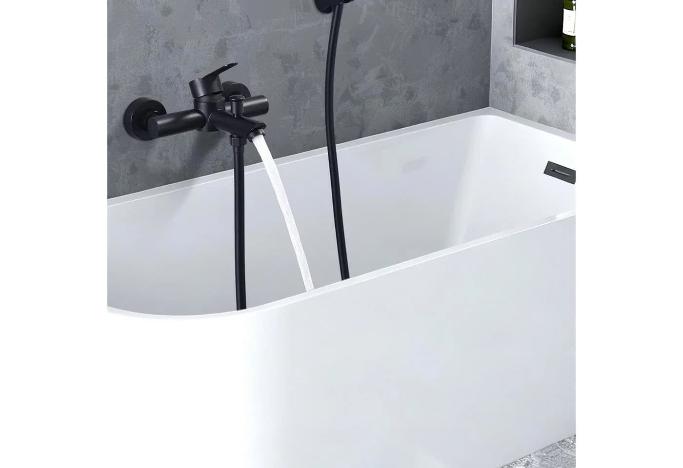 HOMELIVE Badewannenarmatur Schwarz Wandarmatur mit Umsteller - Bild 2