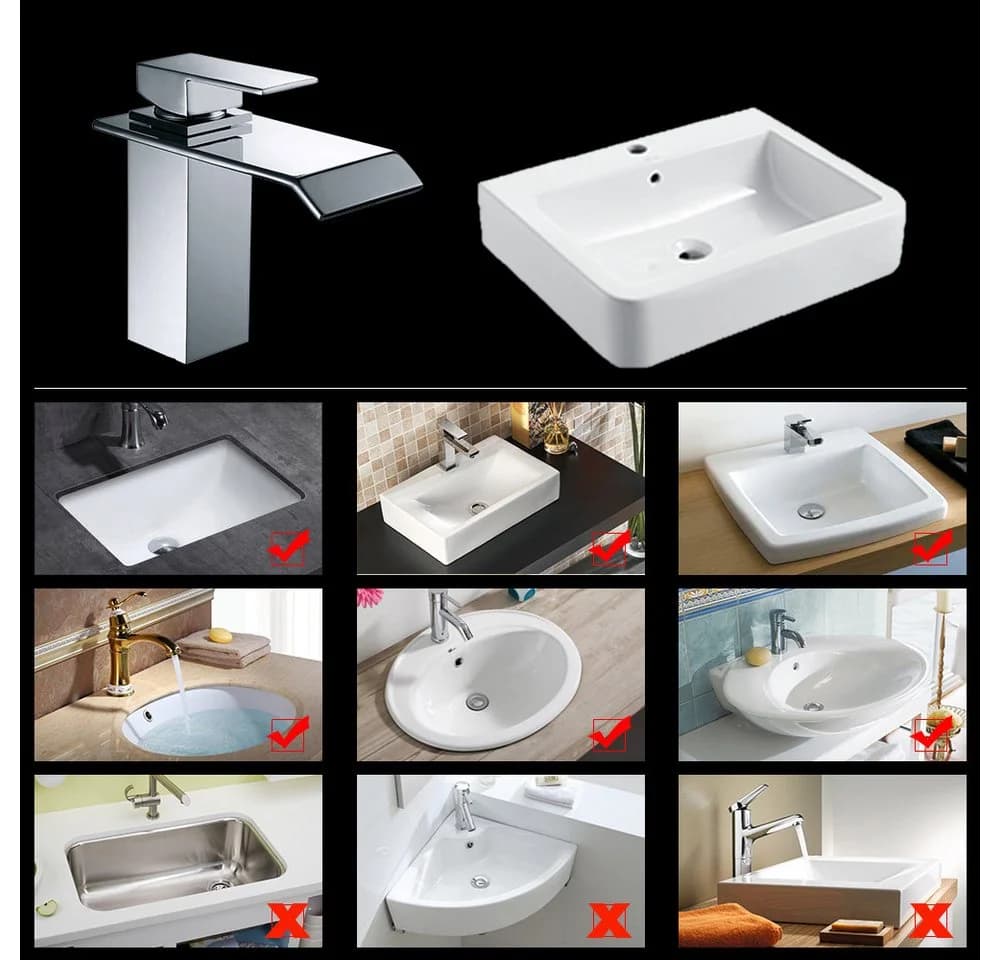 HOMELODY Waschtischarmatur Edelstahl Wasserfall Chrom
